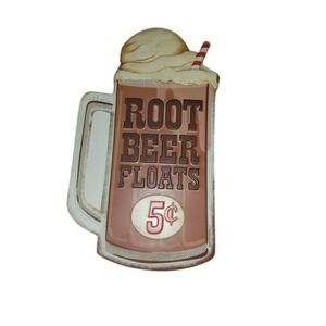 Open Road Brand Root Beer Floats 5 Cent Embossed Metal Tin Sign Retro Wall Decor